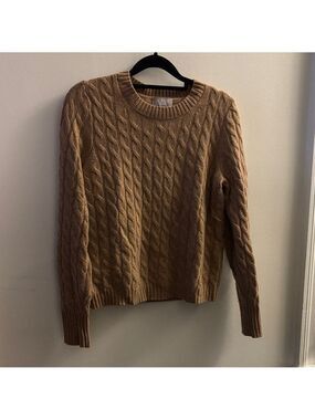 J. Crew Classic Cashmere Cable Knit Sweater in Brown